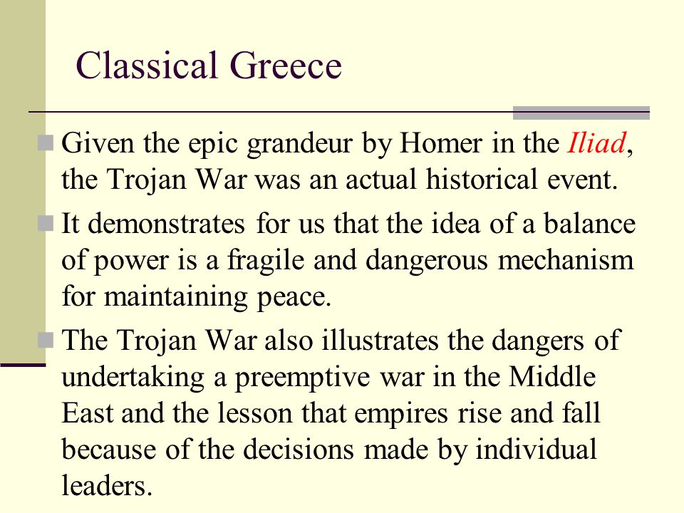 A summary of the events of the trojan war